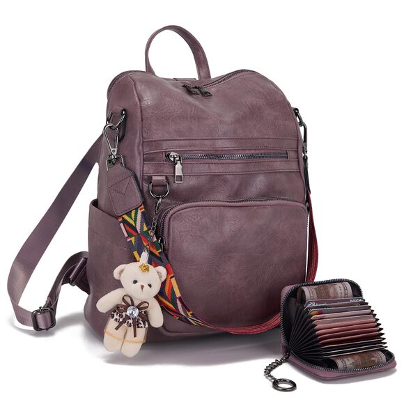 9017 Fashion PU Leather Backpack Purse Designer Travel Convertible Shoulder main image 4
